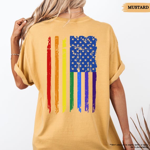 Comfort Colors® Rainbow Pride LGBT Shirt, American Flag Shirt