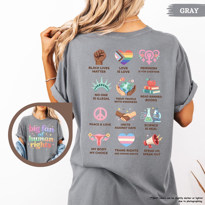 Comfort Colors® Big Fan Of Human Rights Shirt, Equality Shirt, Radicalized by Basic Decency, Social Justice Tee, Rainbow LGBT, Activist Gift image 10