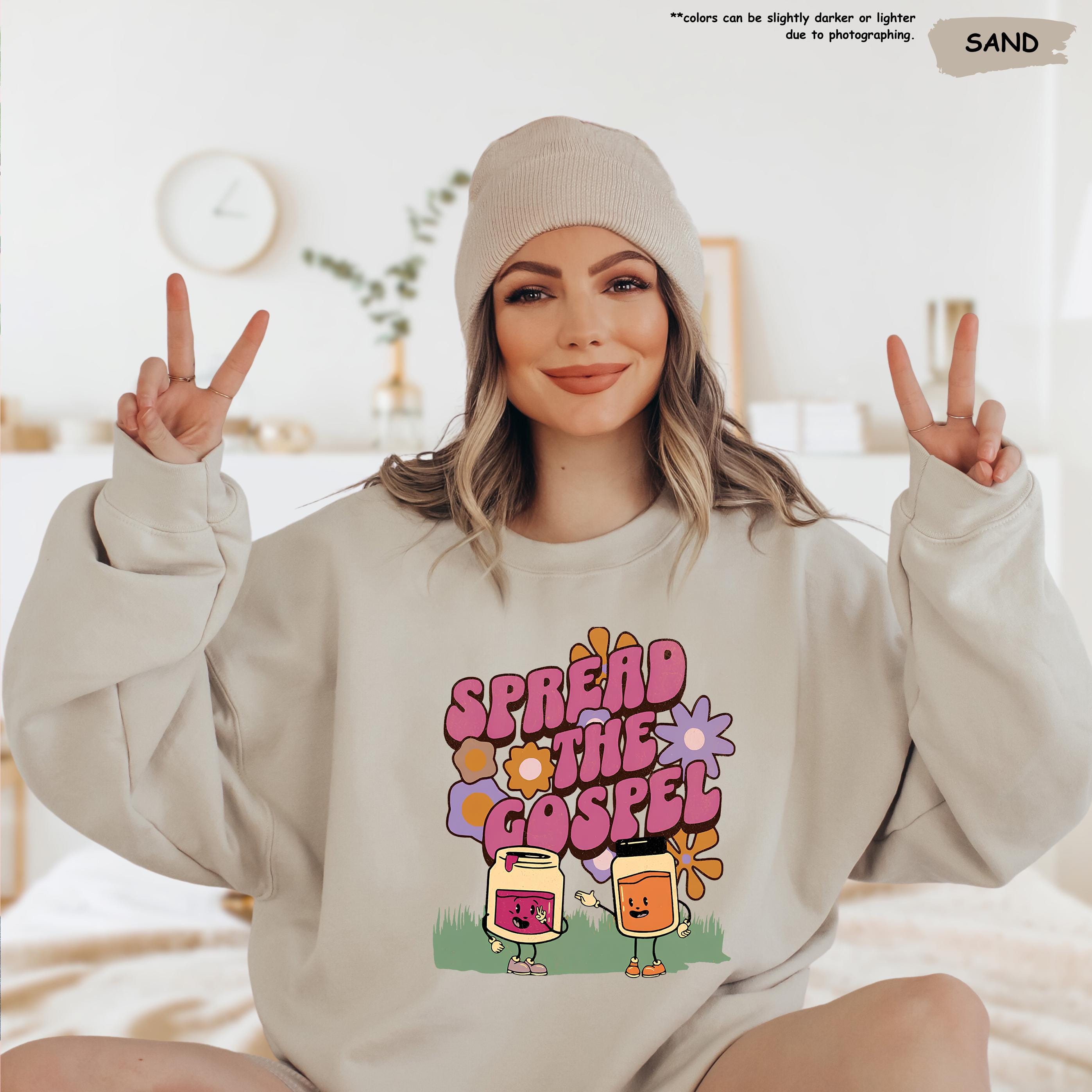 Retro Christian Sweatshirt Women, Spread the Gospel, Bible Verse, Jesus Faith Sweat, Religious Mom Gift, Christian Xmas Gift, Prayer Church