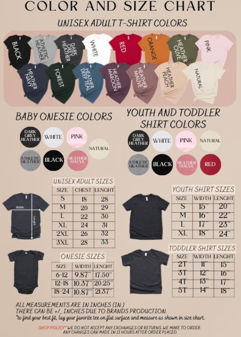 a poster with different colors and sizes of shirts