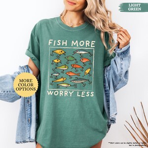 Comfort Colors® Funny Fishing Shirt, Fish More Worry Less, Fishing Dad Shirt, Gift For Dad, Fishing Lover Shirt, Fish Hunting, Fisherman Tee bild 8