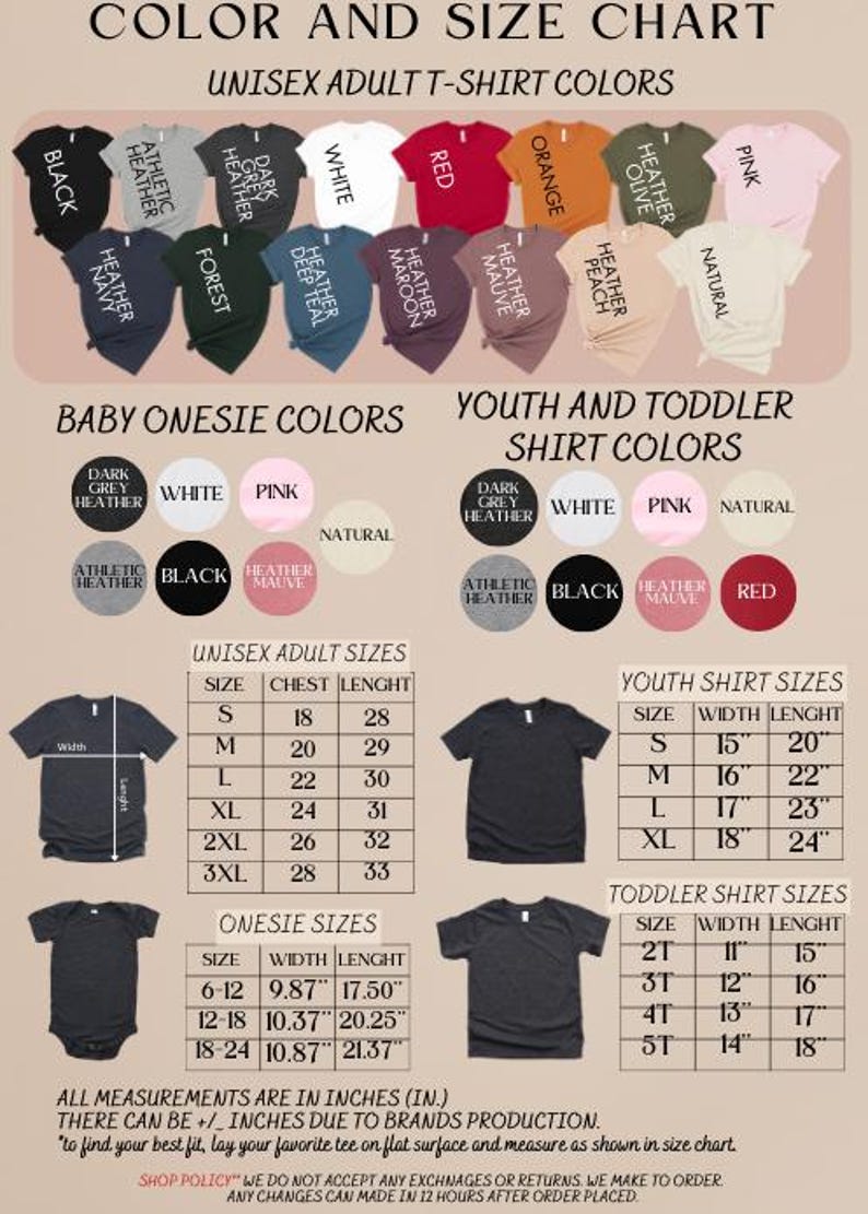 a poster with different colors and sizes of shirts