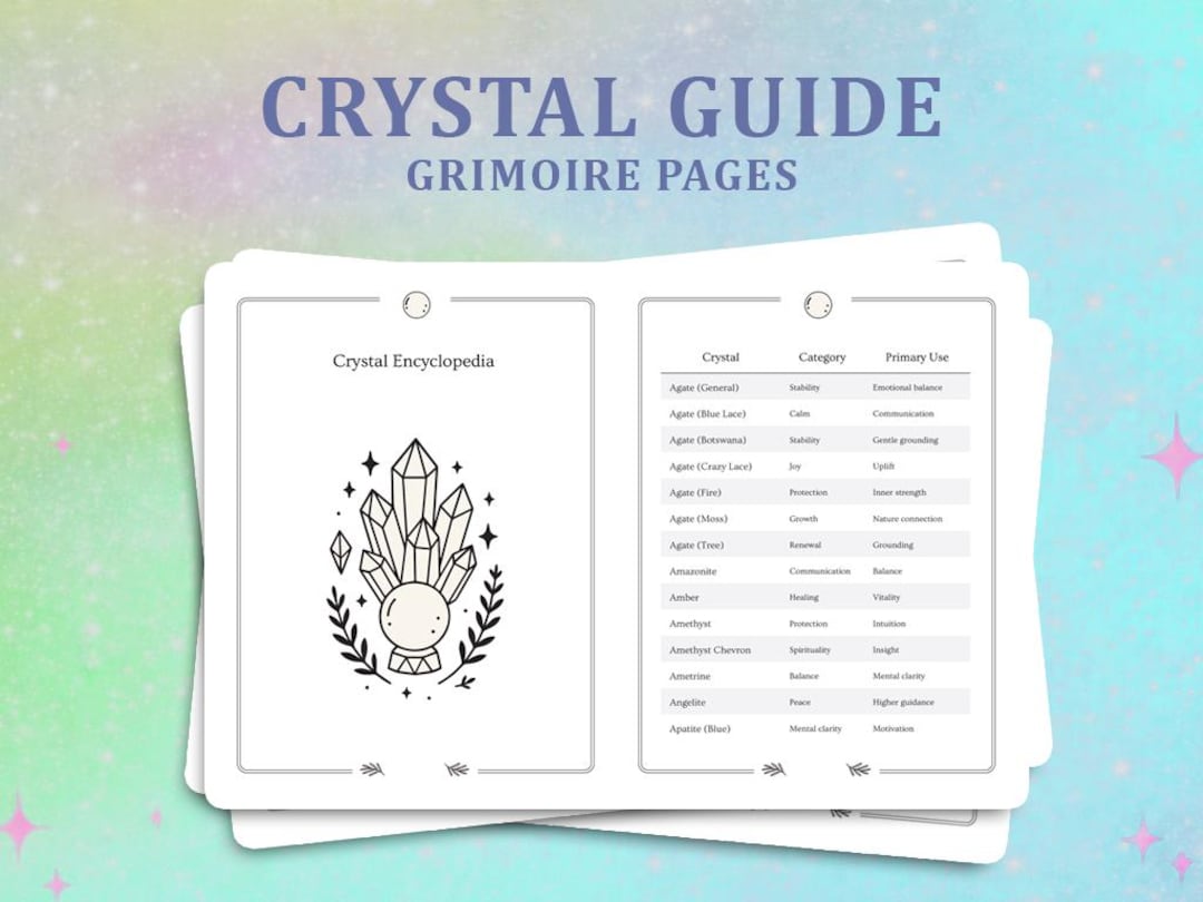 Crystal Meanings Guide | Witchy Grimoire Pages (PDF Download) - Etsy