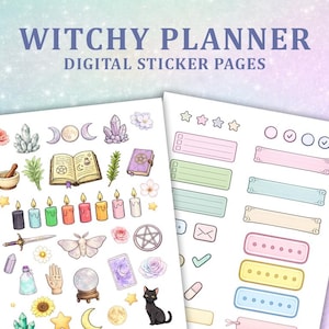 Witchy Planner Stickers Bundle | Digital Icon & Functional Sheets (Digital Download)