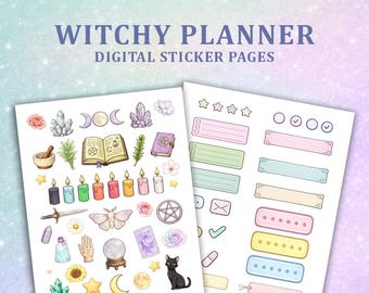 Witchy Planner Stickers Bundle | Digital Icon & Functional Sheets (Digital Download)