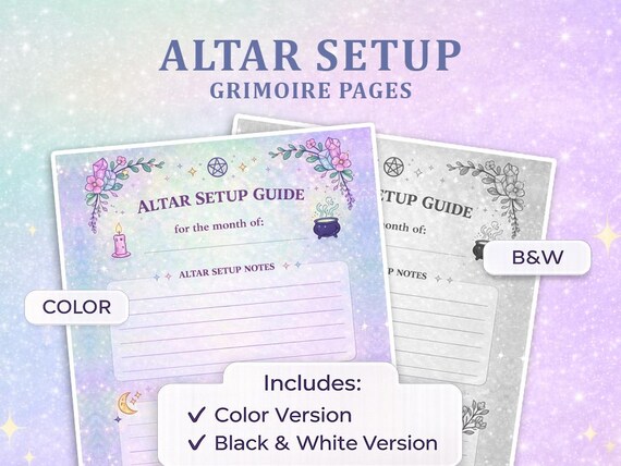 Altar Setup Guide Printable | Monthly Planner Grimoire Insert