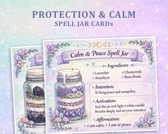 Spell Jar Grimoire Cards | Protection & Calm (Printable PDF)