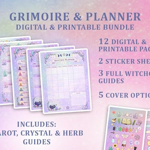 Witchcraft Grimoire & Planner Page Bundle – Grimoire Seiten, Sticker, Anleitungen (Digitaler Download)