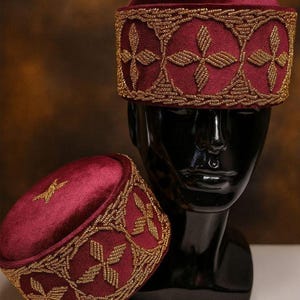 igbo red cap, chieftaincy, igbo royal, African Royal Cap, traditional igbo cap, chieftaincy cap, red igwe cap, Nigerian wedding