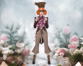 Couple Mad Hatter Costume Halloween, Partner costume,Mad Hatter Cosplay, couple Larp costume, Alice in Wonderland Hatter, carnival costume