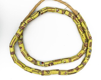 Antique Trade Beads Yellow Millefiori 23.25" Strand