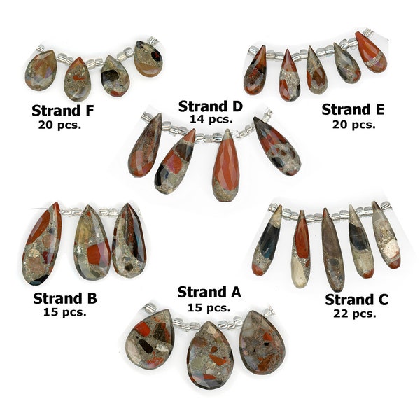 Jasper Faceted Briolette Beads 14-22 Pcs. Per Strand Natural Stone Choose Size & Shape
