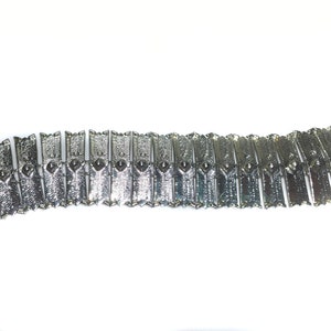 Vintage Coro Bracelet 7&quot; Silver Tone Metal Wide Textured Links Signed Pegasus Logo