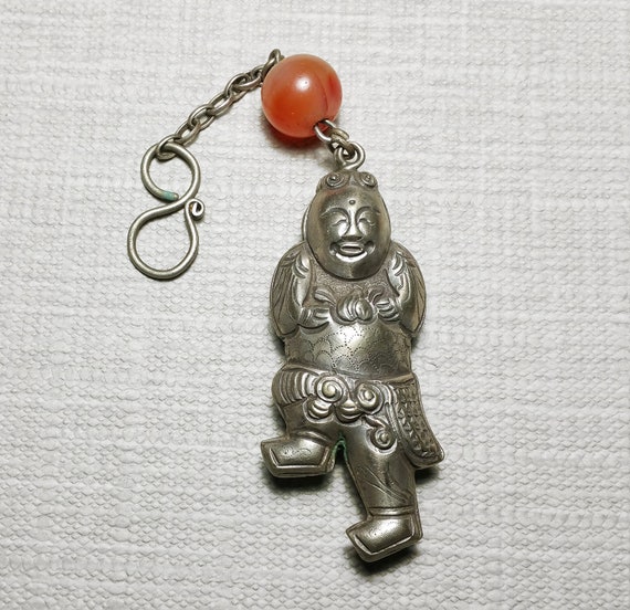 Antique Chinese Deity Pendant Very Good Detail Hol