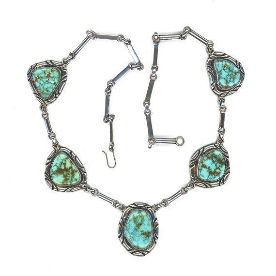 100+ Gram Vintage Native American Navajo Royston Turquoise Sterling Silver Necklace 100+ Gram Vintage Native American Navajo Royston Turquoise Sterling Silver Necklace