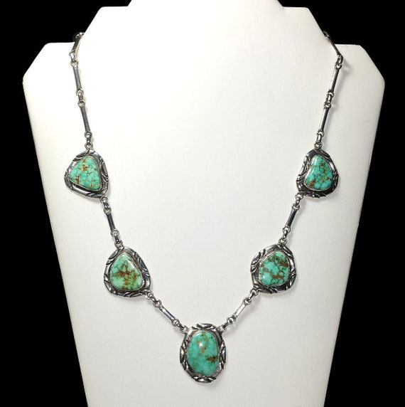 100+ Gram Vintage Native American Navajo Royston Turquoise Sterling Silver Necklace 100+ Gram Vintage Native American Navajo Royston Turquoise Sterling Silver Necklace