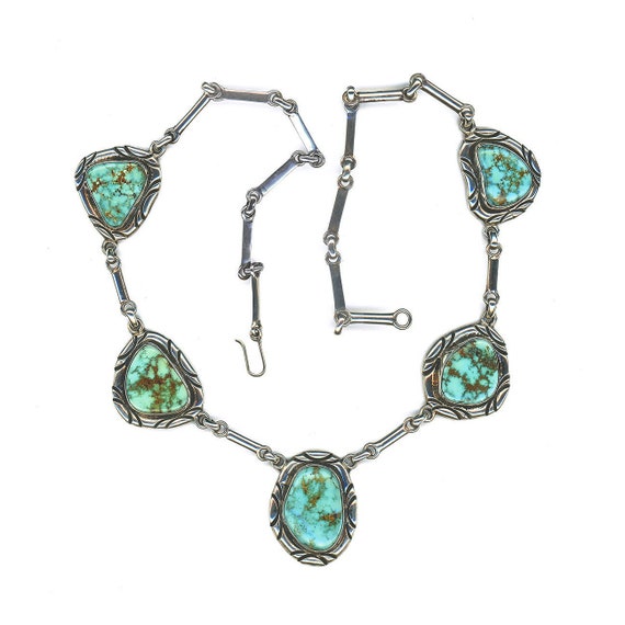 100+ Gram Vintage Native American Navajo Royston Turquoise Sterling Silver Necklace 100+ Gram Vintage Native American Navajo Royston Turquoise Sterling Silver Necklace