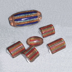 Unique Venetian Chevron Beads Multicolor Sparkly Aventurine Luigi Cattelan