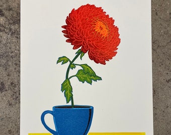 Chrysanthemum - Collaboration Print Poetry flower coffee cup Korean English