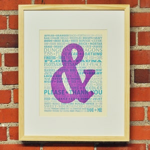 Ampersand Lovers paar paren boekdruk Poster paars Teal blauw