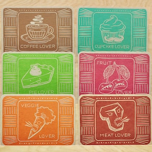 Café Cupcake Tarte Fruits Carotte Légumes Viande Typographie Cartes postales