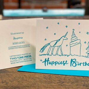 Kid Happy Birthday Card Letterpress Student Drawn Borderstar PTA Fundraiser image 3