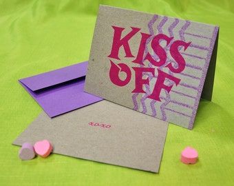 Snarky KISS OFF letterpress card