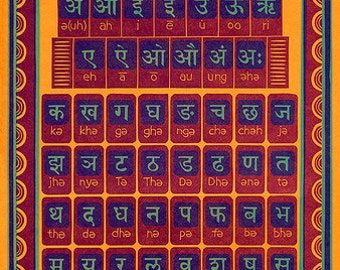 Hindi Alphabet Letterpress Poster