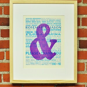 Gepersonaliseerde Ampersand Lovers Couple-poster boekdruk paars blauwgroen