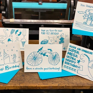Kid Happy Birthday Card Letterpress - Student Drawn - Borderstar PTA Fundraiser