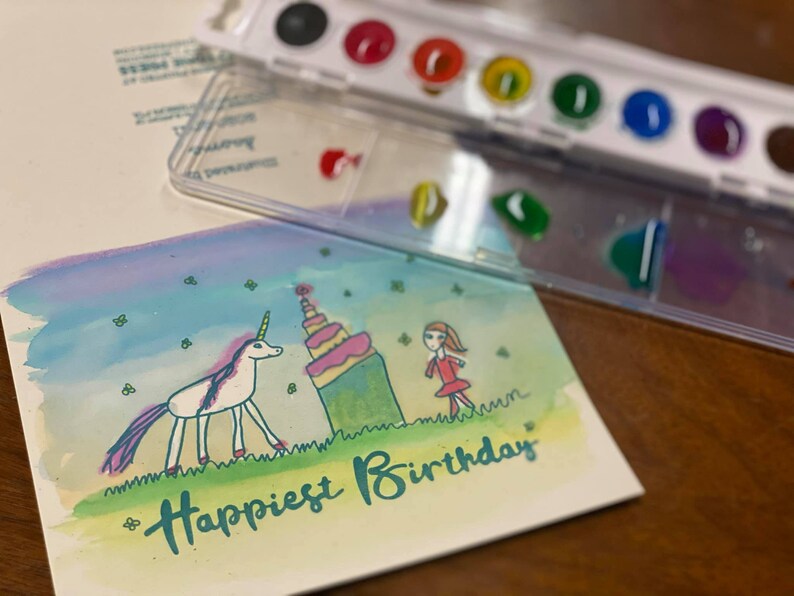 Kid Happy Birthday Card Letterpress Student Drawn Borderstar PTA Fundraiser image 2