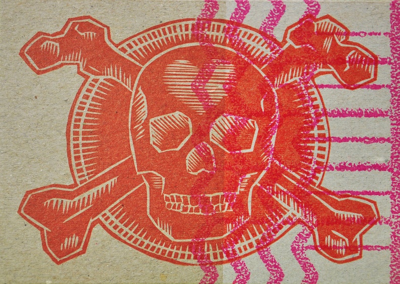 Skull and Crossbones hate you Anti-Valentine letterpress card image 4