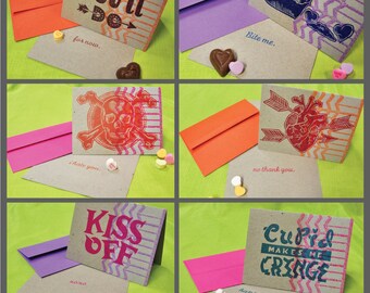 Anti-Valentine letterpress cards 6-Pack