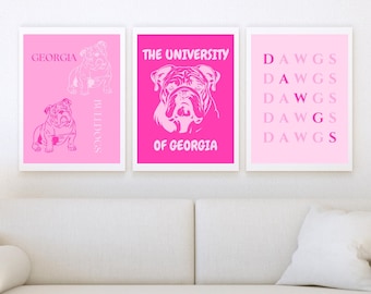 University of Georgia Cute Pink Wall Art Digital Prints