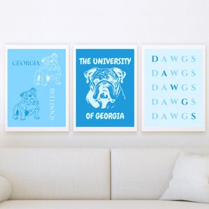 University of Georgia Cute Blue Wall Art Digital Prints
