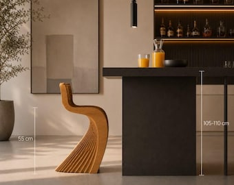 Taburete paramétrico bçar cnc archivo / silla moderna de altura de mostrador dxf svg ai epsPDF / Taburete de café de madera Descarga digital