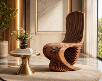 Luxury Parametric Chair cnc file | modern woodenlounge chair dxf svg ai Digital Download