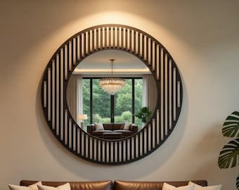 Parametric Round Mirror CNC File | Rhino 3DM + DXF | Laser Cut Wall Decor | Modern Wooden Mirror Frame | Digital Download