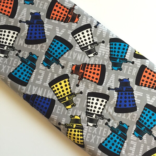 Doctor Who Rainbow Daleks Toss BBC Cotton Woven fabric sewing quilting By the yard SC-15038