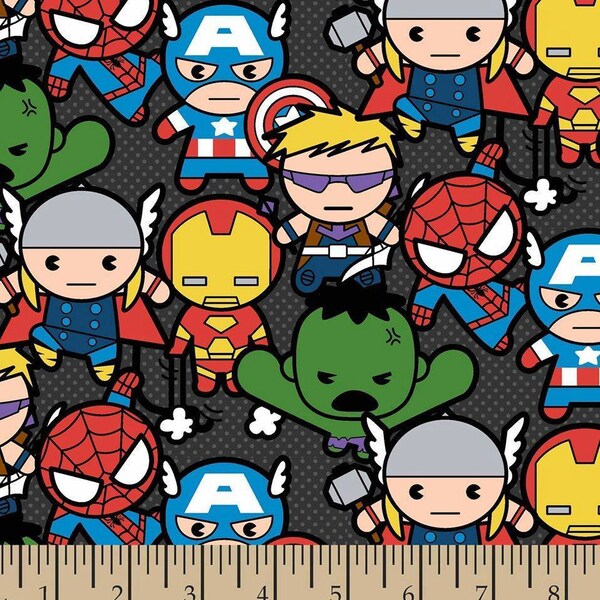 Kawaii Little Heroes Marvel Cotton Woven BTY