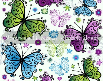 Lace Butterfly MLP Exclusive Cotton/ Spandex Jersey Knit  fabric By The Yard MLP-1602