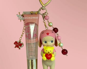 Sonny Angel Gifts Of Love Cuddly Bear Puppy Lipgloss Bead & Charm Keychain