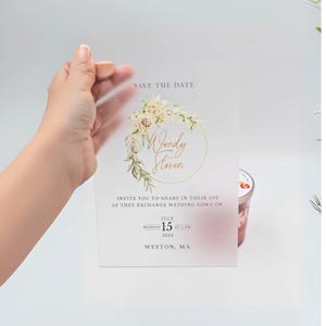 Invitación de acrílico de 1/8" de grosor— Ramo gráfico de 5" × 7"—(Seleccione el color) (Seleccione el paquete y la forma) Corte láser con bordes pulidos Plexiglás