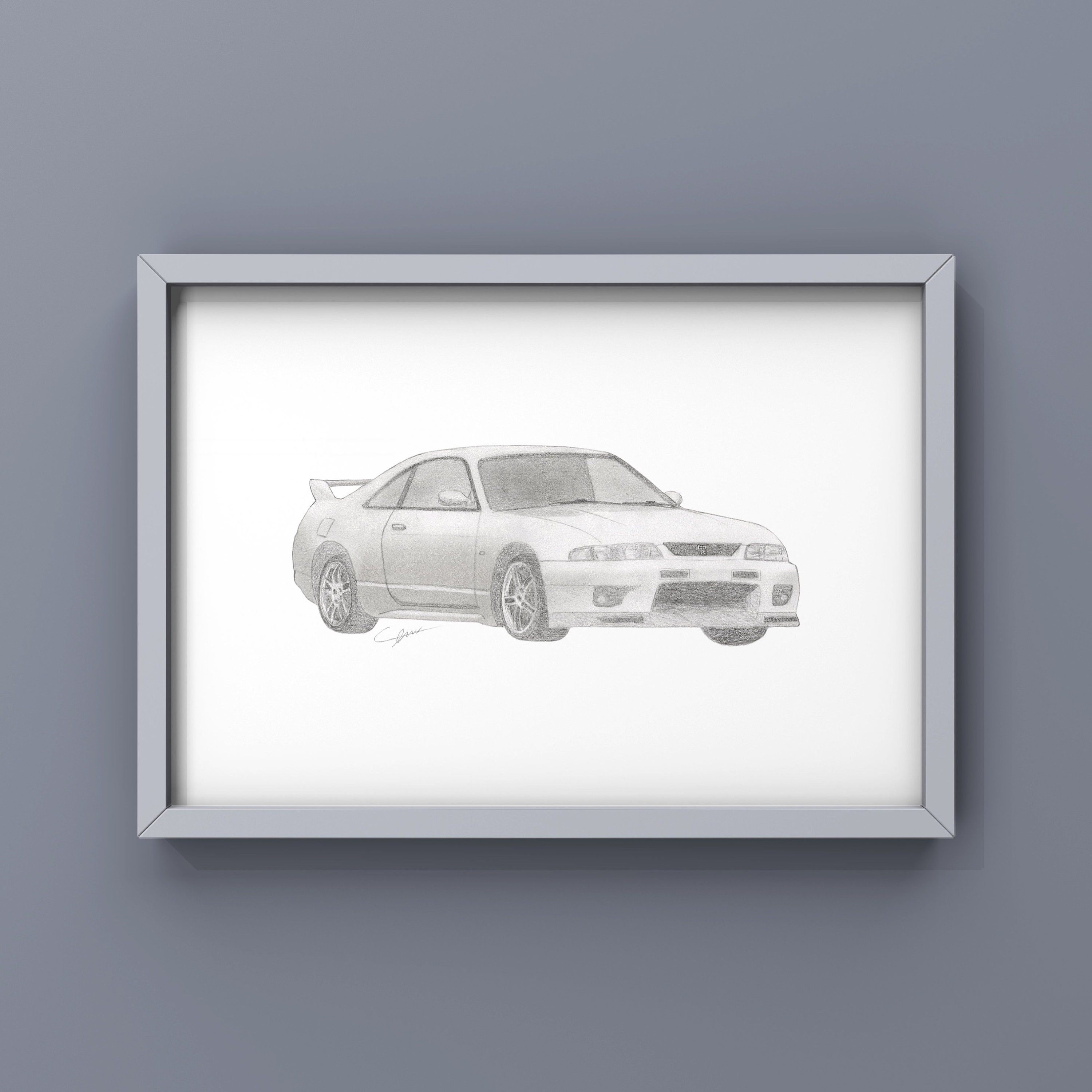 Nissan Gt R R33 Draw Nissan Skyline GT-R R33 | Realistic Car Drawing | Print | Hand Drawn ...