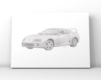 トヨタ スープラ MkIV | リアルな車の絵 | プリント | 手描き | 鉛筆