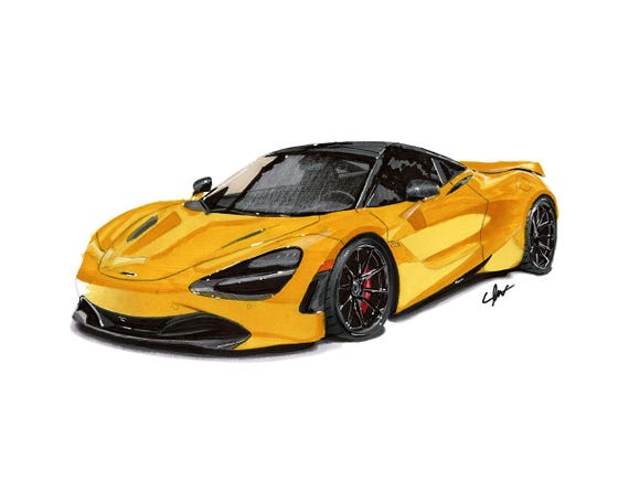 Mclaren 720S Coupe | Realistic Car Drawing | Print | Hand Drawn