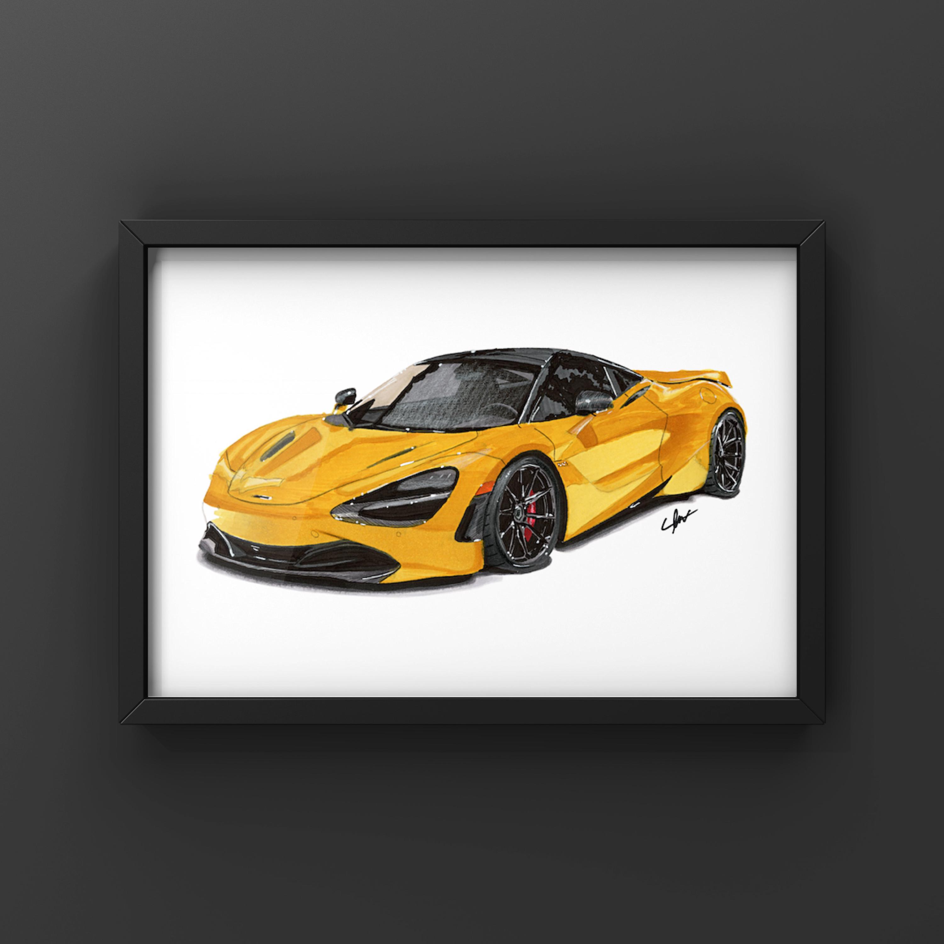 Mclaren 720S Coupe | Realistic Car Drawing | Print | Hand Drawn