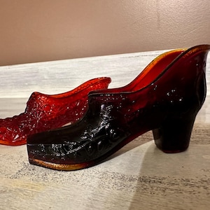 Vintage Ruby Amberina Daisy and Button Boots and Amethyst Slipper