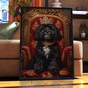 Black Havanese Royal Portrait - Dog Poster - Pet Portrait - Custom Pet Art - Black Havanese Art - Dog Art - Gift for Dog Lover - Havanese