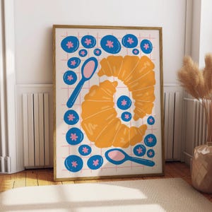 Croissant Poster - Food Poster - Kitchen Decor - Kitchen Print - French Food - France Food Art - Food Wall Art - Breakfast Poster Cute Art